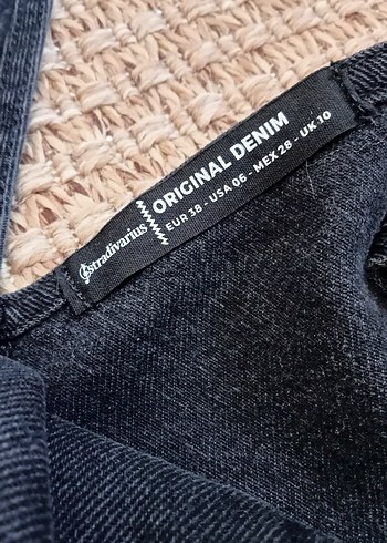 m Beden Stradivarius Antrasit Denim Mini Askılı Şort Salopet Tulum
