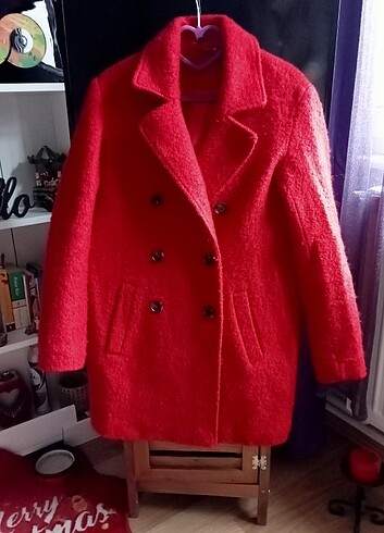 H&M Buklet Orta Boy Oversize Kırmızı Kaban
