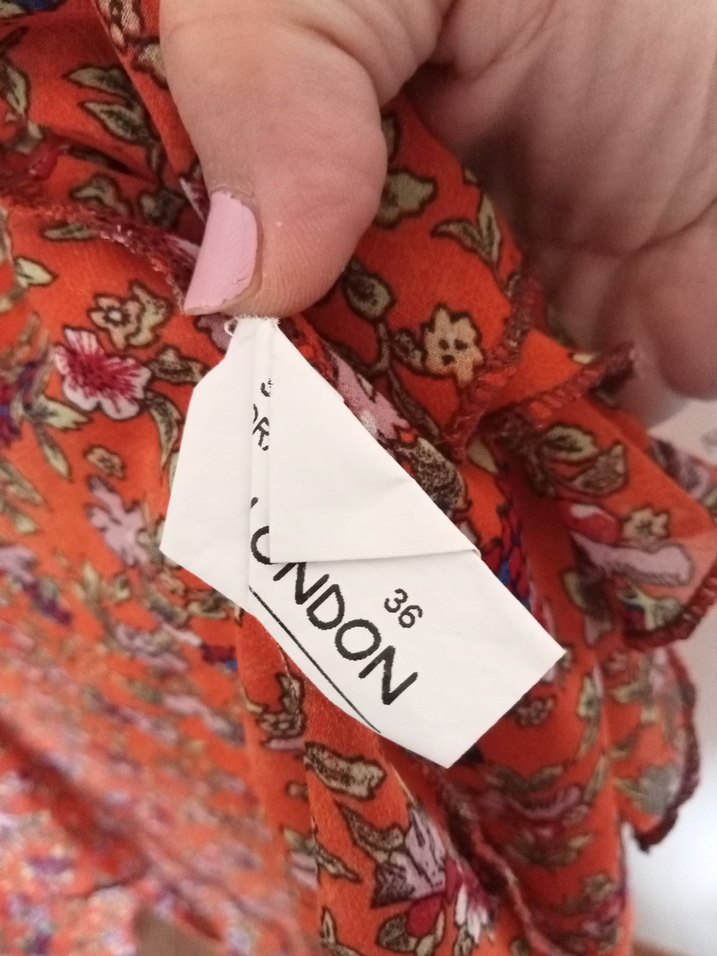 Turuncu Çiçekli Önden Bağlamalı Pareo Plaj Elbisesi - Görsel 5