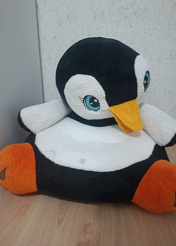 Renkli Gri Penguen Peluş Oyuncak koltuk