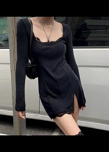 Vintage gotik mini elbise