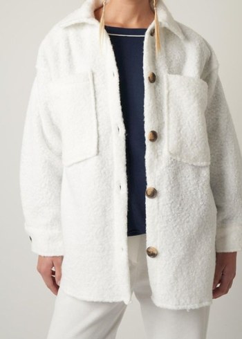 S Ekru Yakalı Teddy Buklet Ceket - Görsel 4