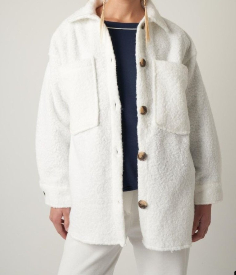 S Ekru Yakalı Teddy Buklet Ceket - Görsel 4