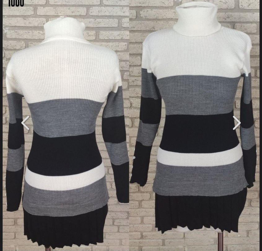 Balıkçı yaka etek ucu pileli triko elbise - Görsel 4