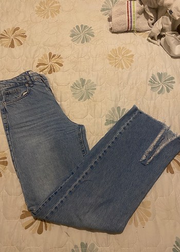 Gri Midi Boy Yırtmaçlı Kadın Kot Pantolon