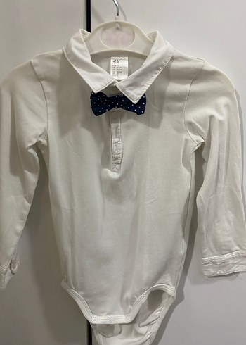 HM Bebek Erkek Beyaz Uzun Kollu Yakalı Body - Görsel 3