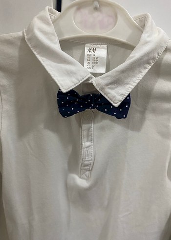 HM Bebek Erkek Beyaz Uzun Kollu Yakalı Body - Görsel 2