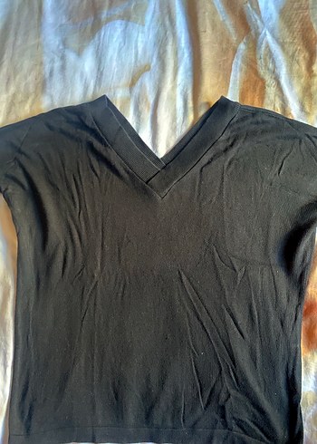 V Yaka Siyah Hamile Kısa Kollu Gömlek - Görsel 2