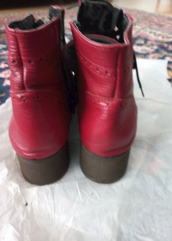 Kırmızı Vintage Deri Kadın Bot - Görsel 6