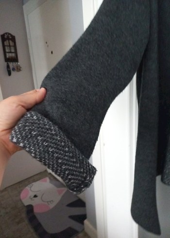 Gri Uzun Örme Kadın Hırka - Görsel 4