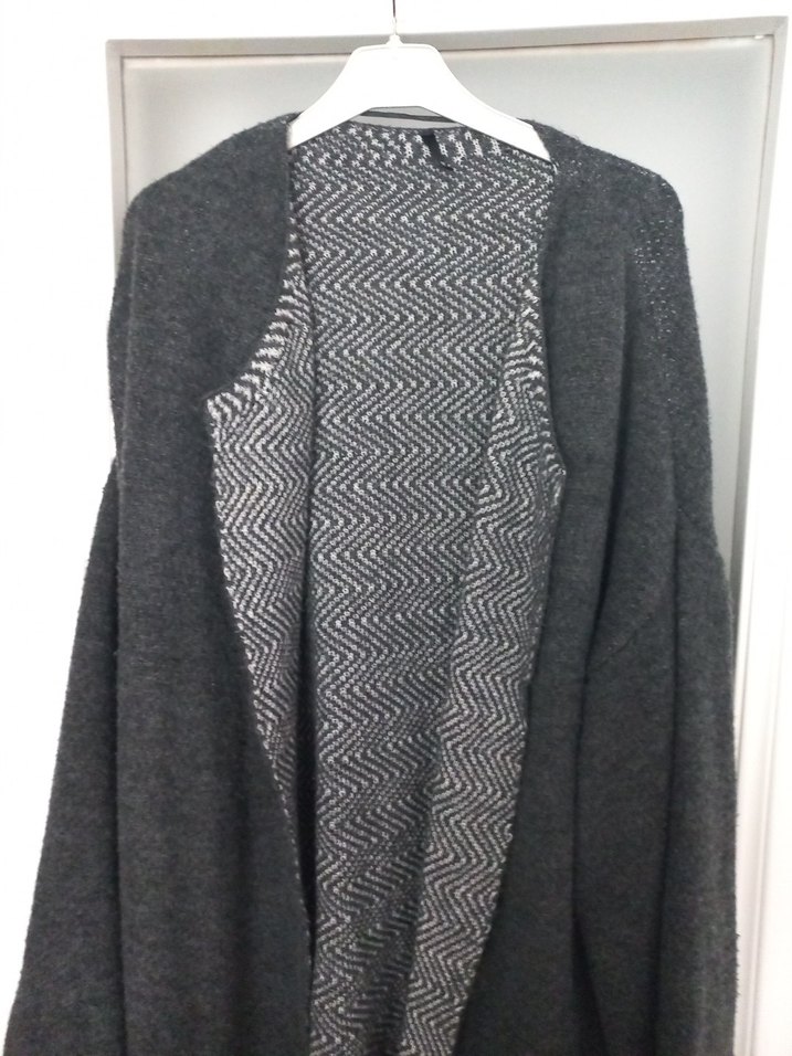 Gri Uzun Örme Kadın Hırka - Görsel 5