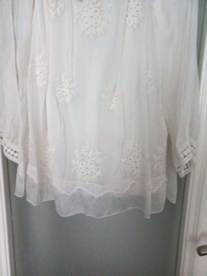 Dantel Detaylı Bohem Beyaz Kadın Bluz - Görsel 4