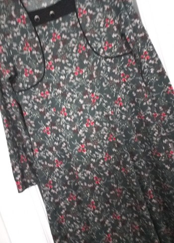 Uzun Kollu Bohem Vintage Desenli Elbise - Görsel 2