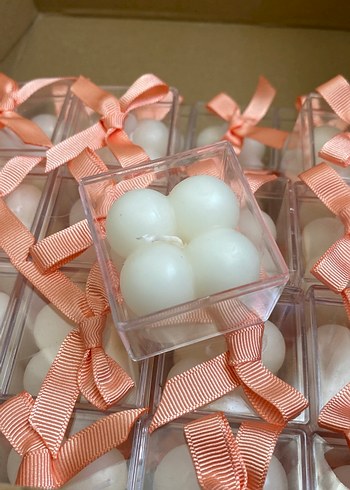 Pastel Beyaz Küp Mum Hediyelik - Görsel 2