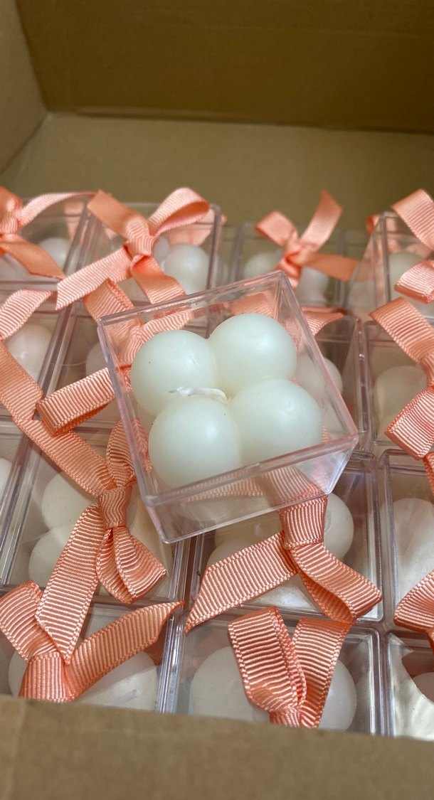 Pastel Beyaz Küp Mum Hediyelik - Görsel 2