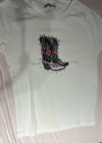Stradivarius Cicekli Western Cizimli Babytee