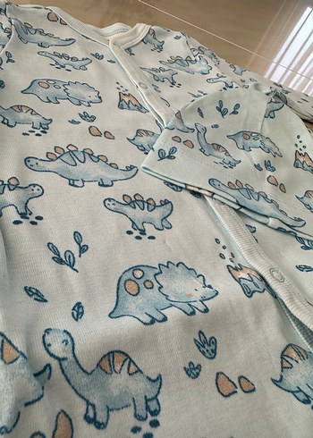 Mavi Dinozor Desenli Bebek Tulum ve Şapka - Görsel 4