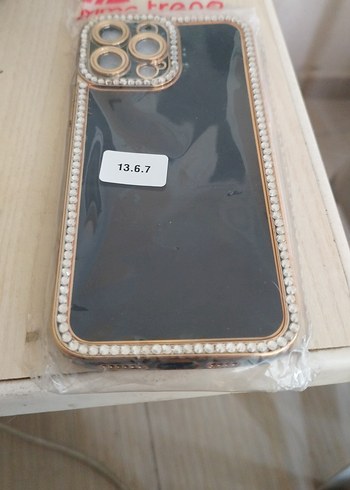 Taşlı Siyah Bohem Telefon Kılıfı 13 pro - Görsel 2