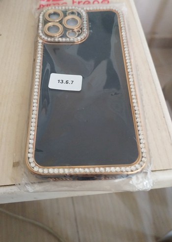 Taşlı Siyah Bohem Telefon Kılıfı 13 pro - Görsel 3