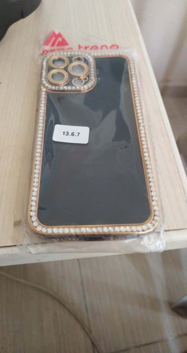 Taşlı Siyah Bohem Telefon Kılıfı 13 pro - Görsel 3