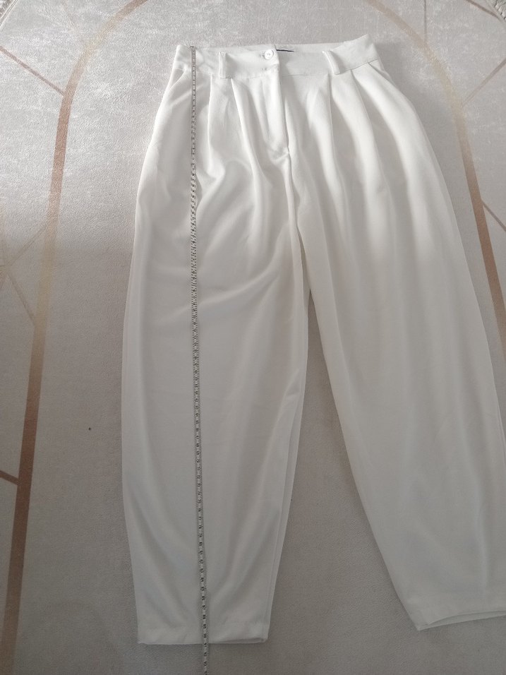 More Moss kırık beyaz yüksek bel şalvar kesim - Görsel 5