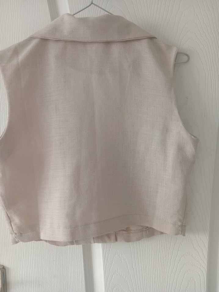 Bej Keten V yaka - Görsel 3