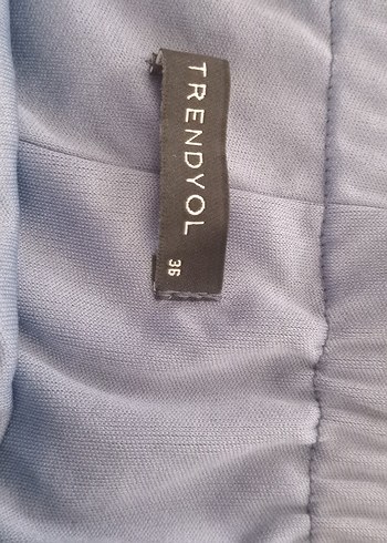 Kadın koyu indigo mavi laciverte yakın Keten Midi Elbise - Görsel 3