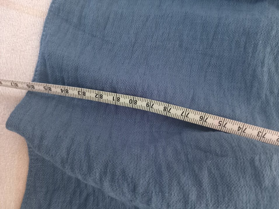 Kadın koyu indigo mavi laciverte yakın Keten Midi Elbise - Görsel 5