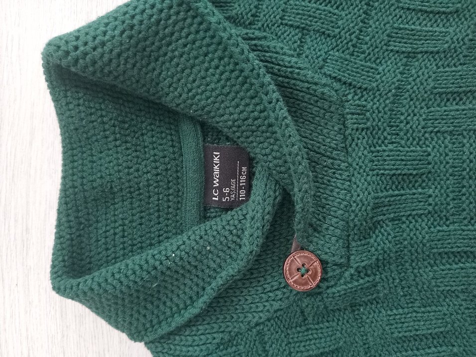 Yeşil Boğazlı Erkek çocuk Triko Kazak - Görsel 2