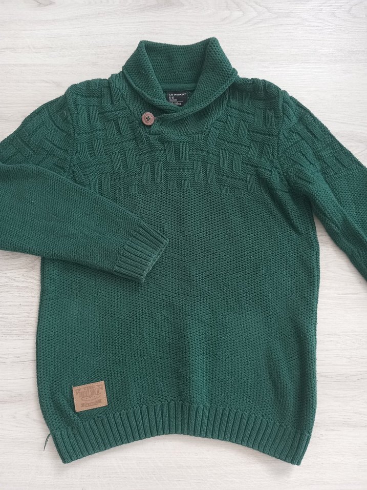 Yeşil Boğazlı Erkek çocuk Triko Kazak - Görsel 3