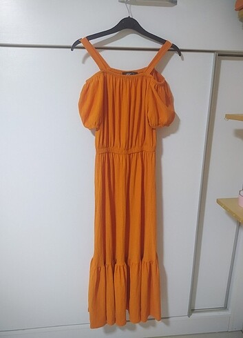 l Beden turuncu Renk Yazlık günlük elbise