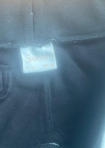 10 Yaş Beden Swatsky Erkek Siyah Dar Kesim Eşofman Altı