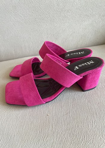 36 Beden pembe Renk Pembe Süet Kadın Topuklu Terlik