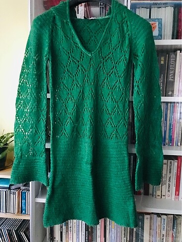 Yeşil tiftik triko tünik 36-38 beden
