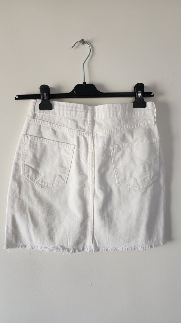 Beyaz Denim Mini Etek 36 - Görsel 2
