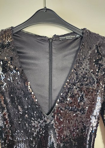 Siyah Payetli Mini Abiye Elbise(yılbaşı mezuniyet nişan) - Görsel 2