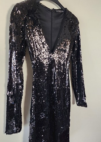 Siyah Payetli Mini Abiye Elbise(yılbaşı mezuniyet nişan) - Görsel 3