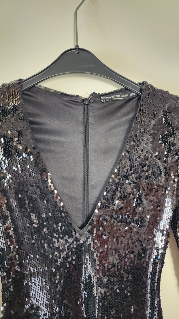 Siyah Payetli Mini Abiye Elbise(yılbaşı mezuniyet nişan) - Görsel 2