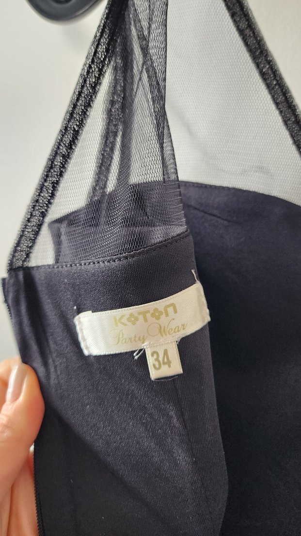 Siyah Mini V Yaka Kadın Abiye Elbise 34 beden - Görsel 4