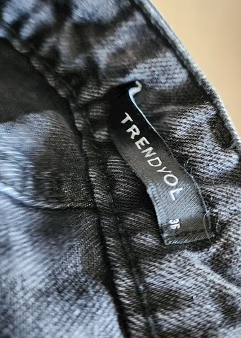 Çapraz Ip Detaylı Antrasit Denim Mini Etek - 36 - Görsel 3