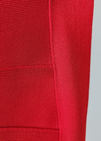 Kırmızı Sırtı Açık Bandaj Elbise XS - Görsel 6