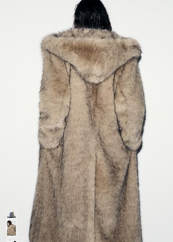 Kahverengi Uzun Suni Kürk Detaylı Denim Kaban - Görsel 5