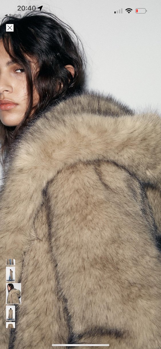 Kahverengi Uzun Suni Kürk Detaylı Denim Kaban - Görsel 4