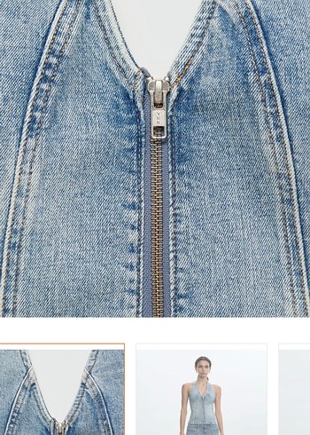 Mango halter yaka denim üst - Görsel 2