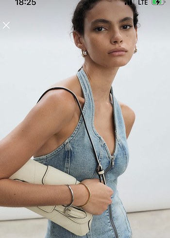 Mango halter yaka denim üst - Görsel 7