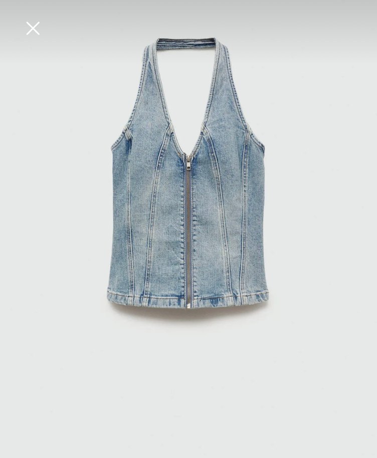 Mango halter yaka denim üst - Görsel 5