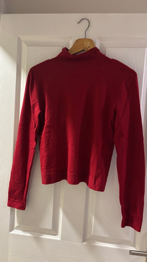 Adl Kırmızı Boğazlı Kadın Triko Kazak - Görsel 2