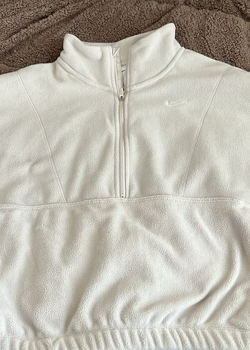 Nike Ekru Yari Fermuarli Polar Sweatshirt