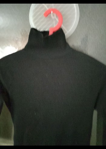 Siyah yarım Balıkçı Yaka kısa Triko Elbise - Görsel 2