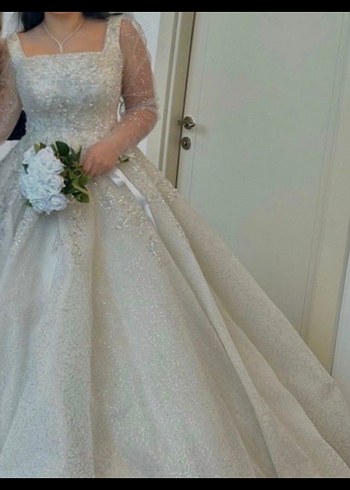 Beyaz Parlak Prenses Gelinlik - Görsel 2